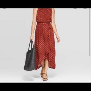 Rust and White Polka Dot High Low Dress